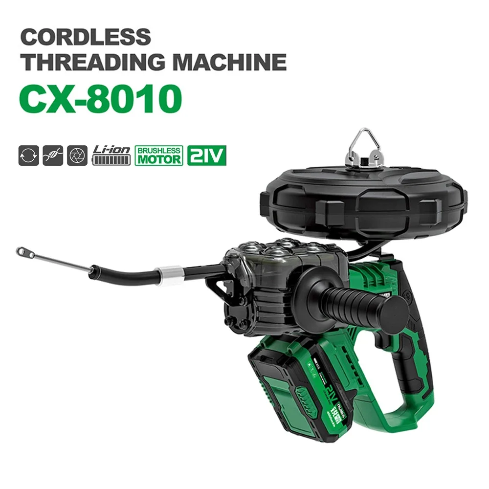Cordless elétrica Brushless Lithium Threading Machine, Extrator automático, através de parede fio, amarrando fio, Cable Deitado, 30m
