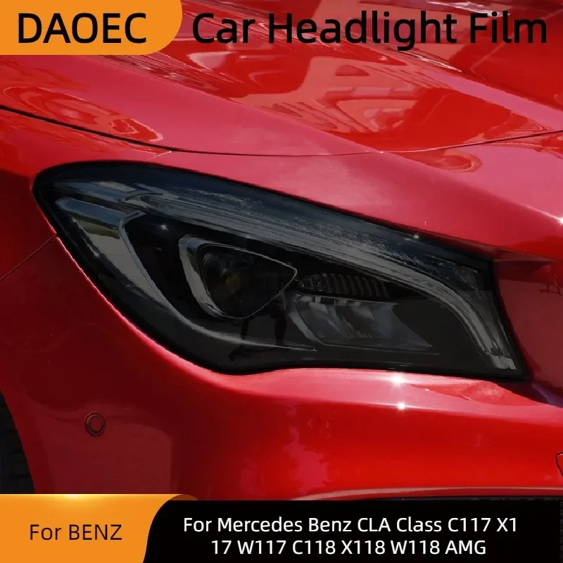 For Mercedes Benz CLA Class C117 X117 W117 C118 X118 W118 AMG Car Headlight Tint Black Protective Film Transparent TPU Sticker