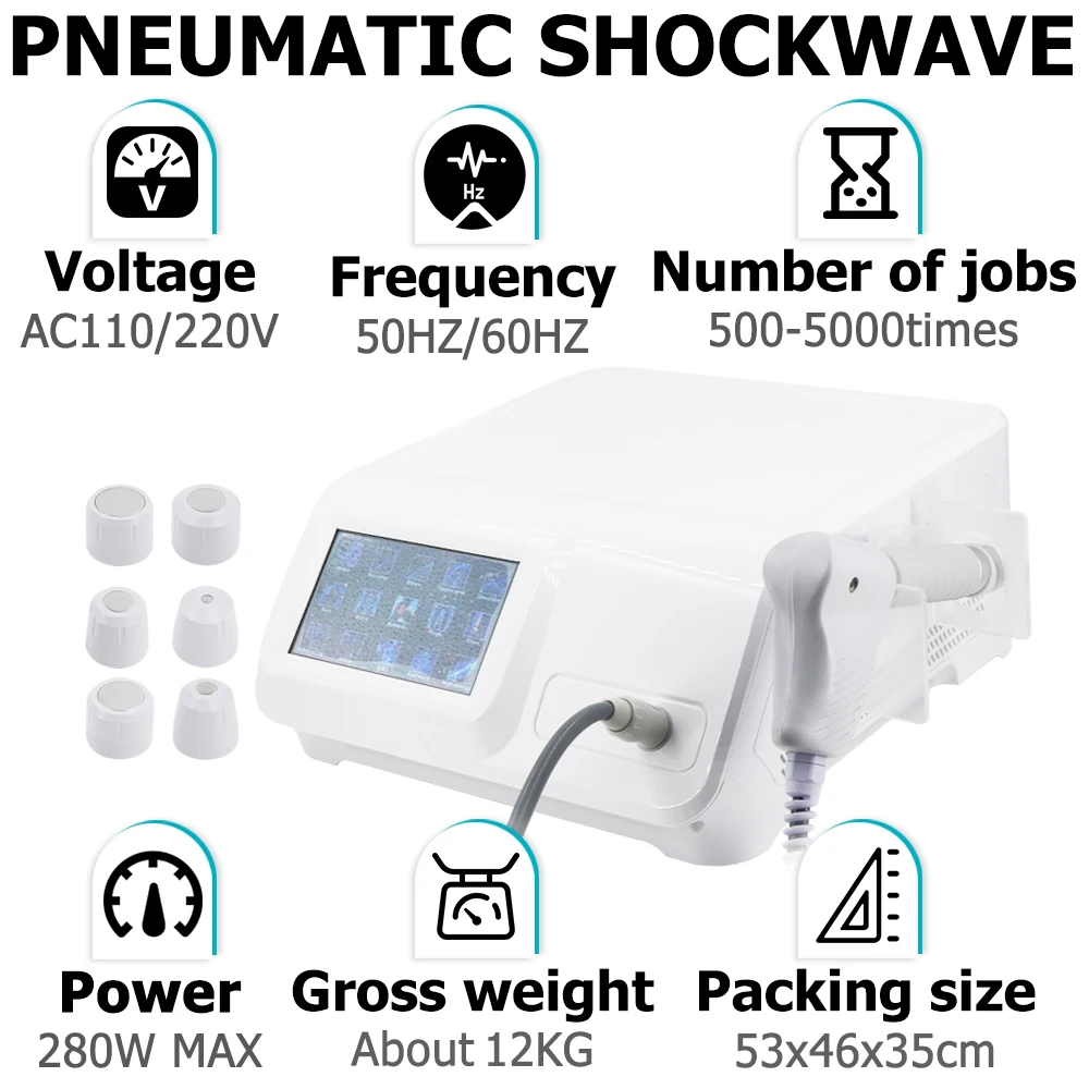 12 Bar Shockwave Therapy Machine For ED Treatment Pain Relief Professional Pneumatic Shock Wave Body Massager Health Care