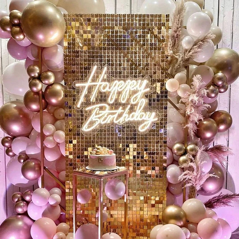 9pcs/Pack Sequin Backdrop Panels for 3FTx3FT Wedding Party Baby Shower Background Wall Decor Shimmer Laser Backdrops Curtain