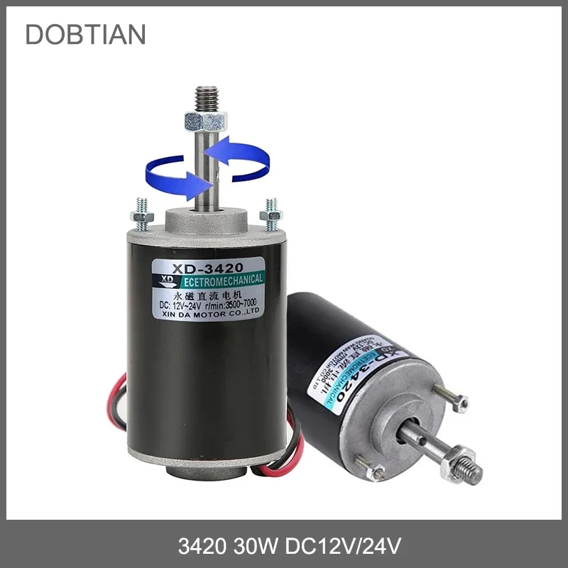 XD3420 DC Motor 12 V/24 V Permanent Magnet Motor DIY Generator Mini DC Motor 30W CW/CCW