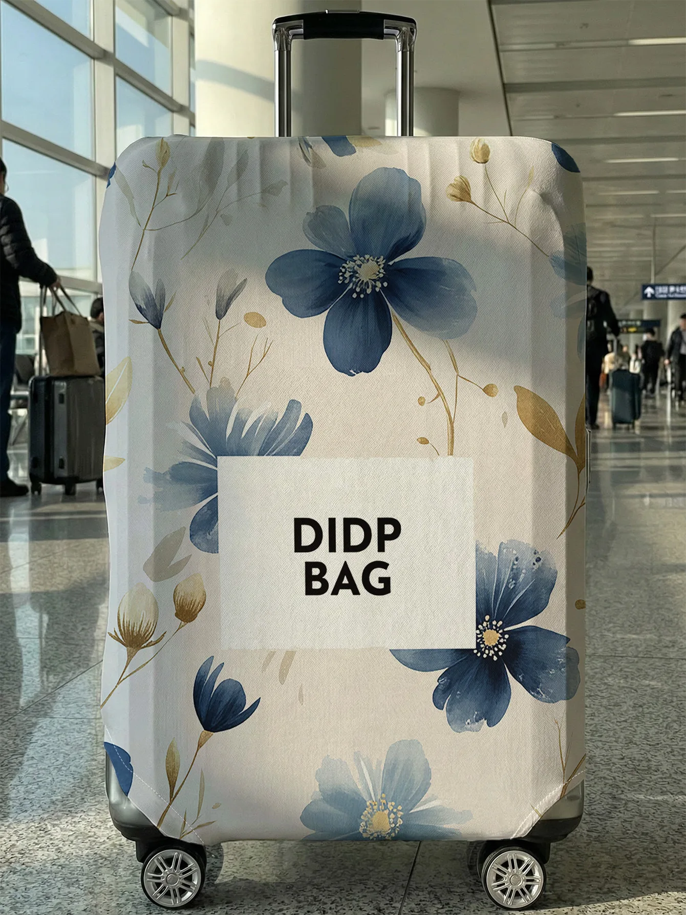 

Защитный чехол для багажа с цветочным узором синего и золотого цвета, подходит для чемоданов 18-32 дюймов, чехлы для ручек чемоданов, дорожные аксессуары.