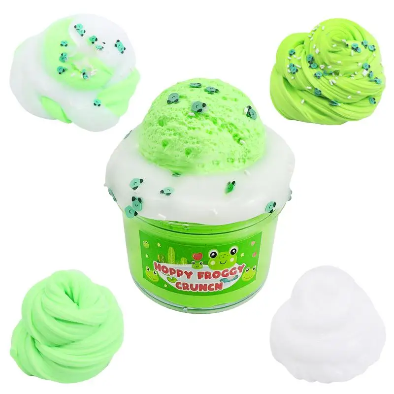 Frog Cloud Sensory Toy Stress Reliever Sensory Sludge Toys Educational Toys Scented Green Frog Sludge Non-Sticky DIY Goodies Bag