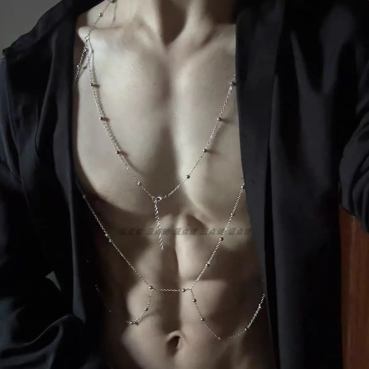 Body Chest Chains Harness Rhinestones Sexy Charm Necklaces Chain Men Bondage Costume Fashion Gift Nightclub Wear
