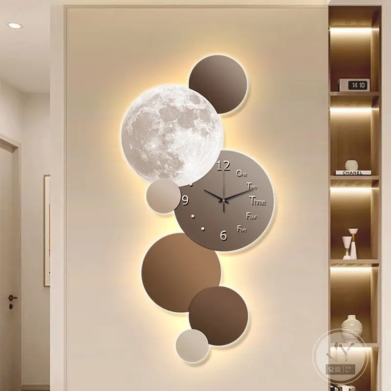 Modern Entrance Hall Decorative Painting Wall Clock Abstract LED Digital Wall Clock Living Room Corridor Mute Clock Room Decor