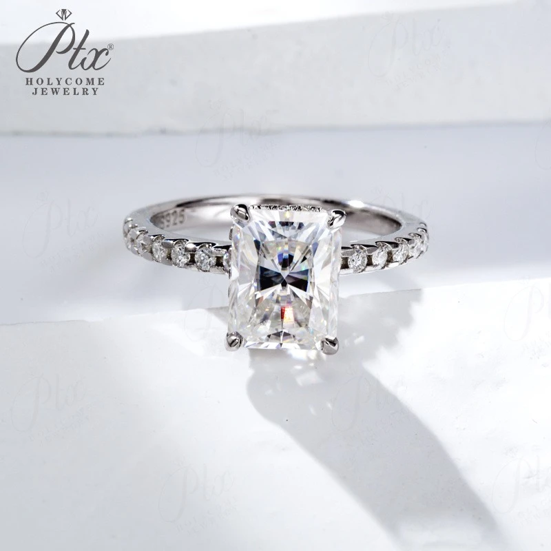 3CT Moissanite Ring 925 Sterling Silver Radiant Cut for Woman Proposal Wedding Band Fine Jewelry Classical Holycome Jewelry