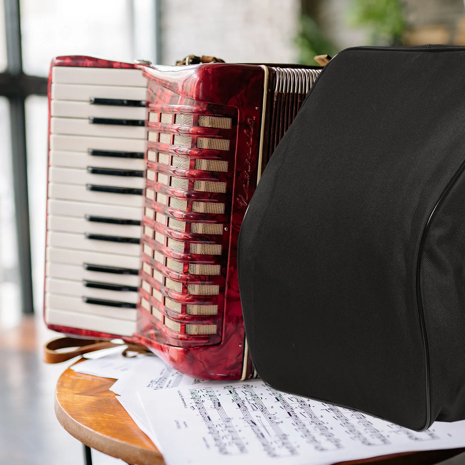 Étui de transport pour accordéon 8 basses en tissu Oxford robuste avec sangle de sac à dos réglable, portable pour les performances et les répétitions