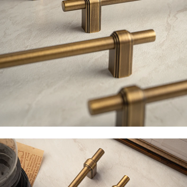 Antique brushed brass wardrobe pull and cabinet knob — supplier illustration 7