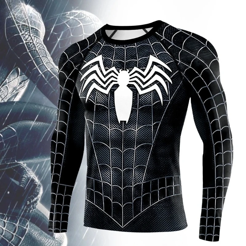 

2025 Men's Spider Web Workout Tee - Moisture-Wicking Stretchy Short/Long Sleeve, Gym Fitness Training Top