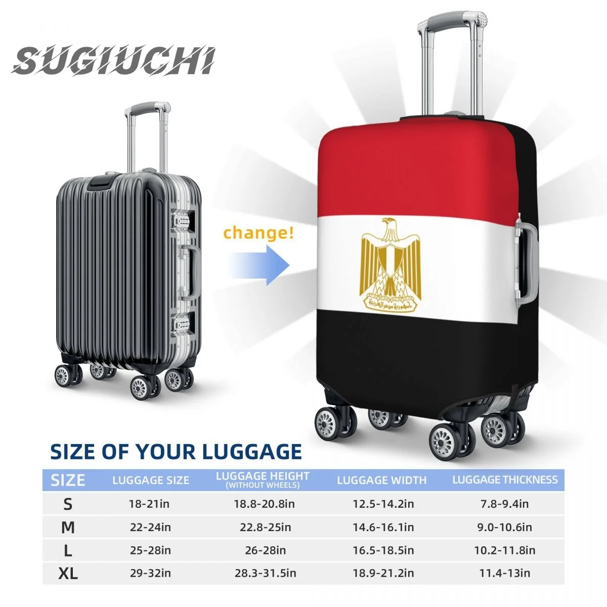 Egypt Country Flag Luggage Cover Suitcase Travel Accessories Printed Elastic Dust Cover Bag Trolley Case Protective