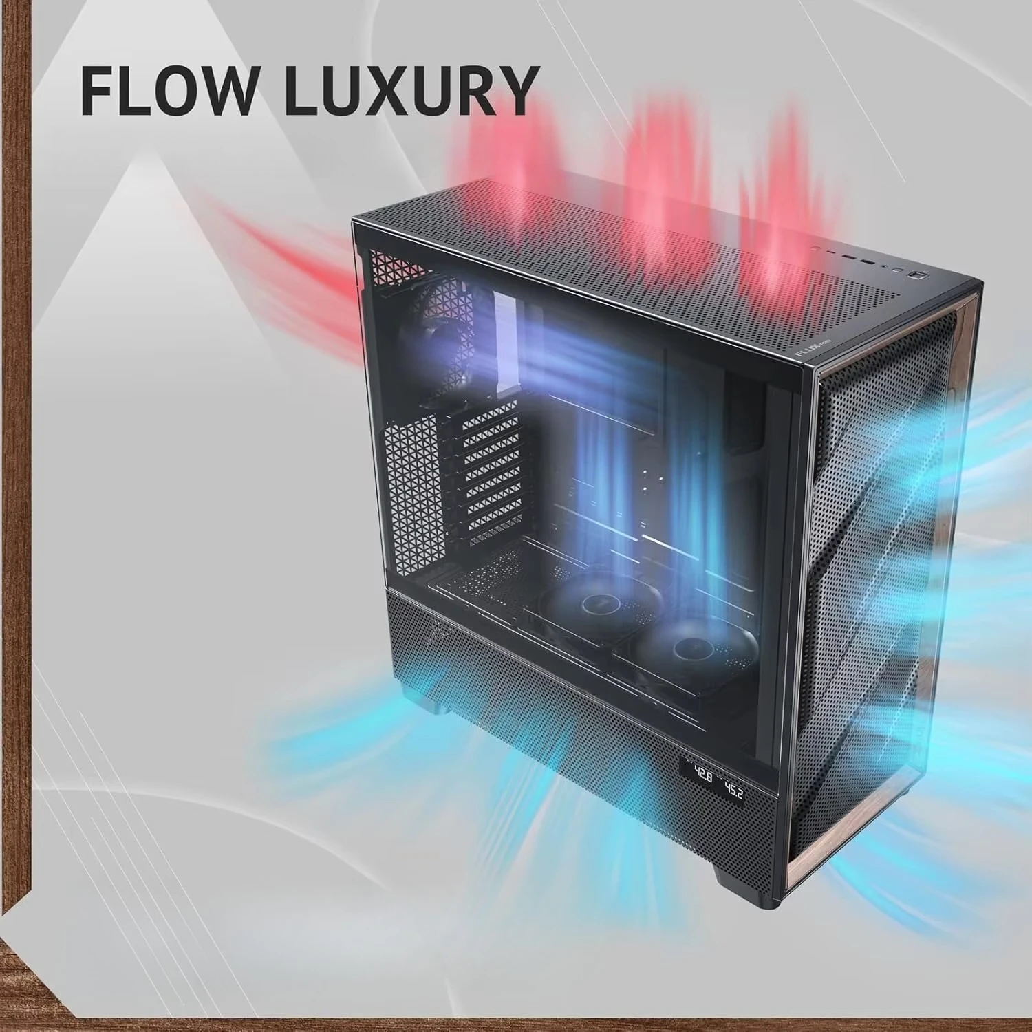 In Stock Antec Flux Pro Full Tower ATX Case,6 PWM Fans,Front USB3.0×2 Type‑C,420mm Radiator,Temp Display
