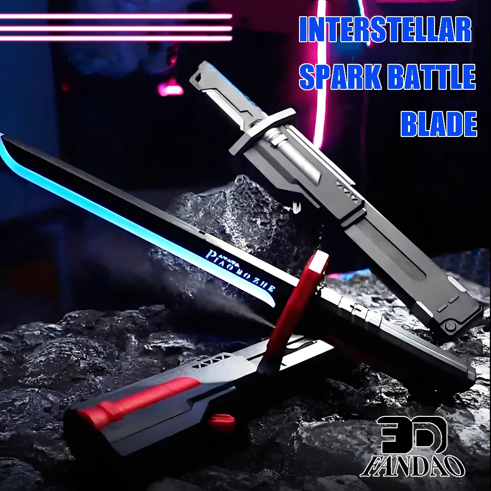 Short Style Sparkblade Sword with Colorful Streamer Cool Spark Sword Toys for Kids Collectible Cosplay Katana Sword Prop Toys