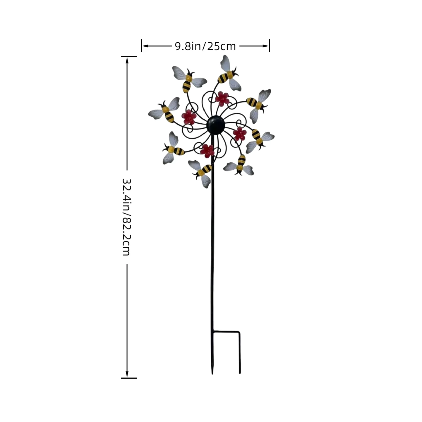 Bee Shaped Iron Art Windmill Garden Decor Outdoor Lawn Courtyard Creative Rotating Windmill Lawn Decoration Home Gift