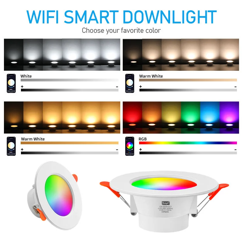 Imagem -05 - Downlight Inteligente Bluetooth Aoyuansea Tuya Downlight de Controle Regulável Colorido 10w 15w 85265v