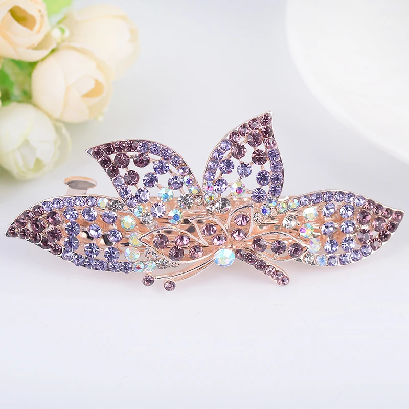 EASYA Red Purple Blue Crystal Butterfly Hairpins Barrettes New Fashion Women Girls Hair Clips Accessories y2k Jewelry Gift