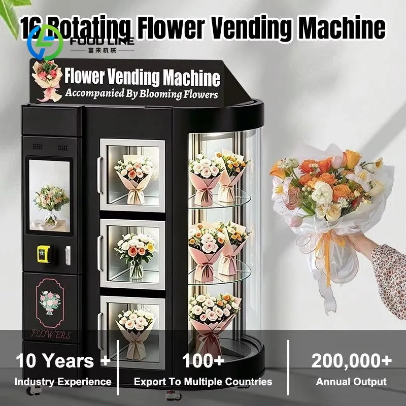 Customized rotating fresh‑bouquet refrigerated locker cabinet multi‑voltage fit for outdoor floral retail venue service