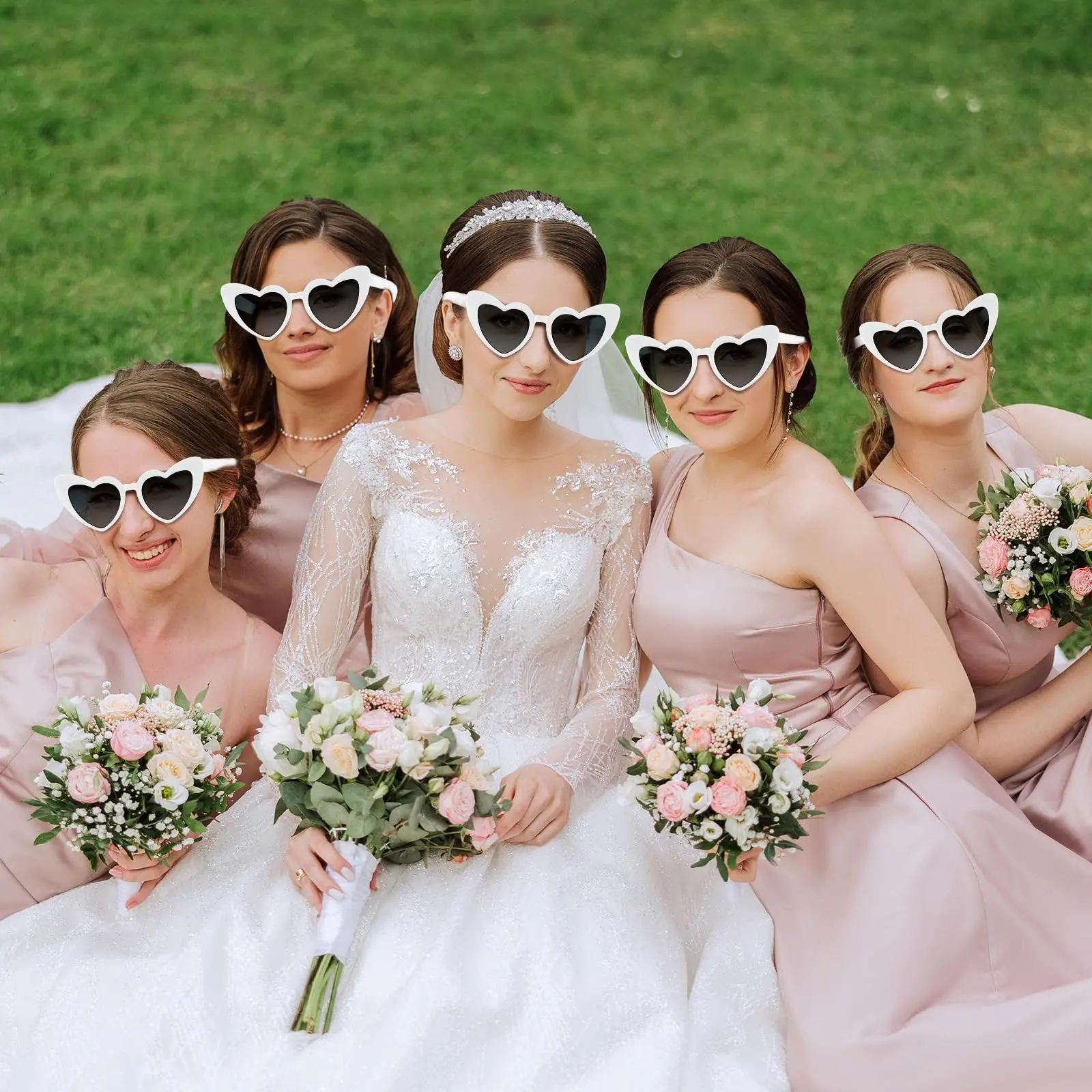 100-10Pcs Wedding Heart Shaped Sunglasses Bachelorette Party Favor Sunglasses Vintage Cat Eye Glasses for Guest Gift Party