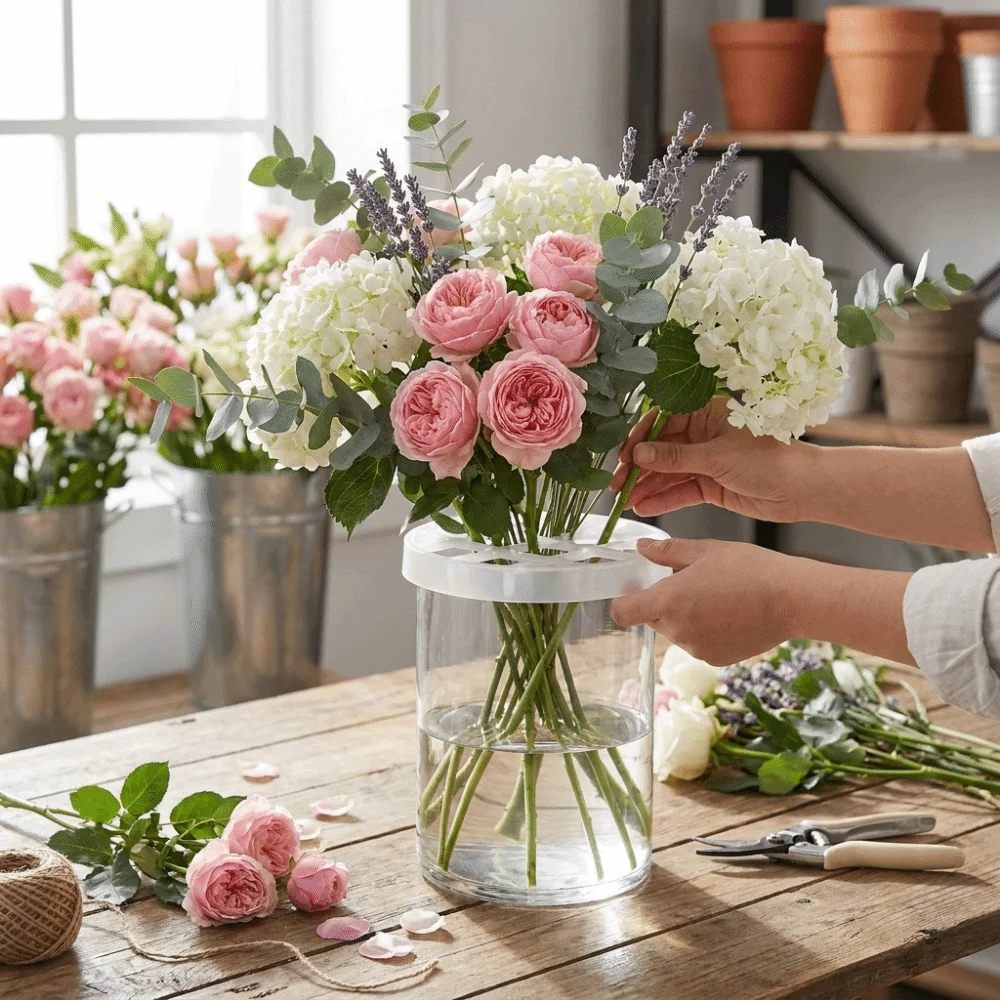 Stretchable Silicone Blossom Grid Washable Reusable Floral Stem Holder Flexible Silicone Flower Grid Flower Arrangement