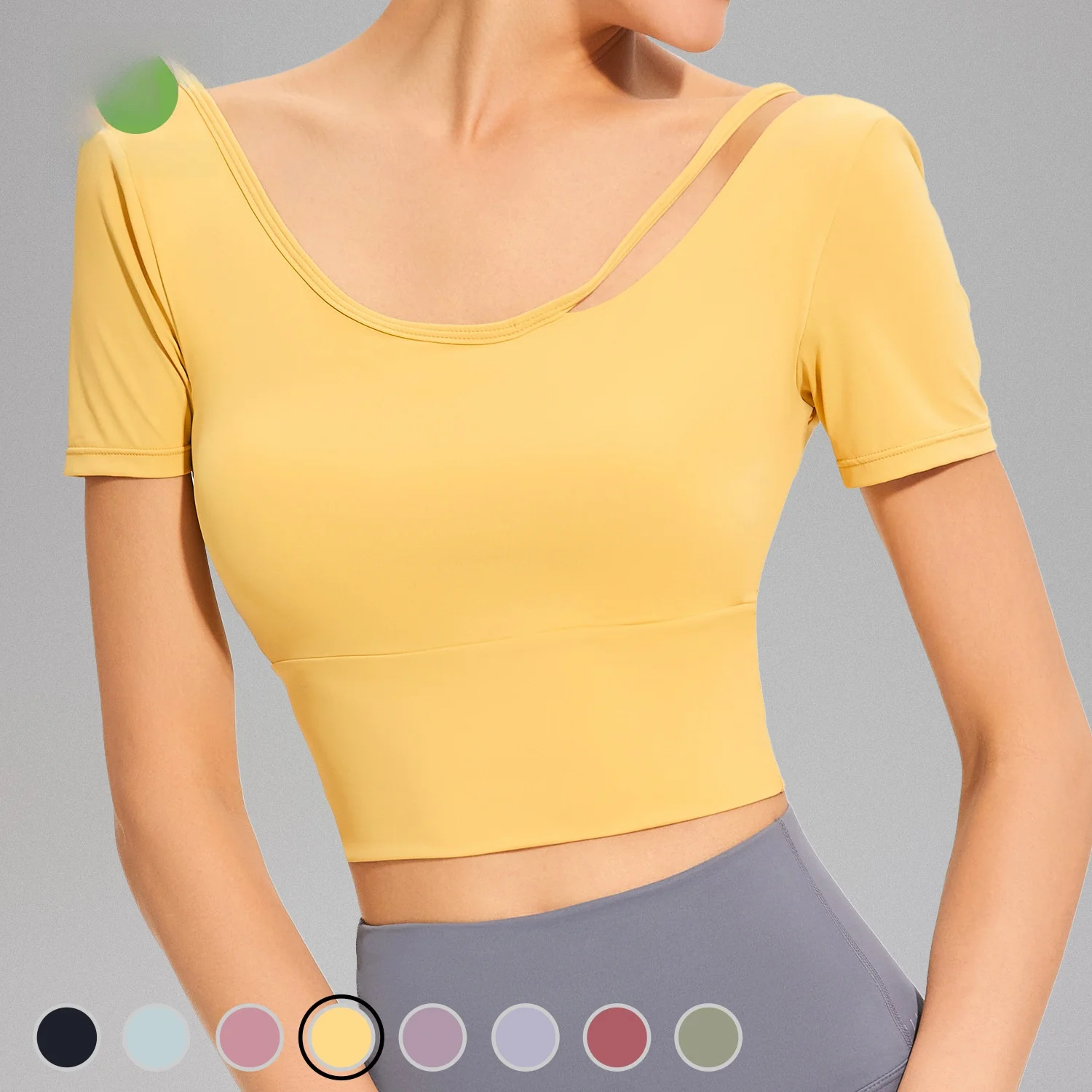 

Женская одежда для фитнеса, быстросохнущий дышащий топ для йоги с короткими рукавами и накладкой на грудь, облегающая тренировочная блузка для бега, футболка