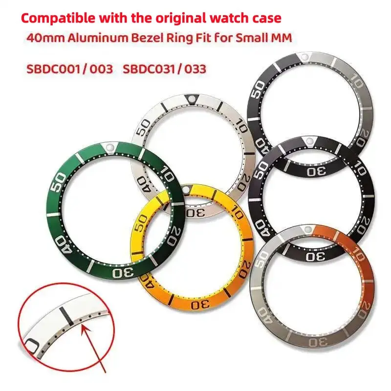 Mod 40mm Green Silver Black  Slope Aluminum Bezel Insert Chapter Ring Fit for Seiko Small MM SBDC001 003 SBDC 031 033 Dive Watch