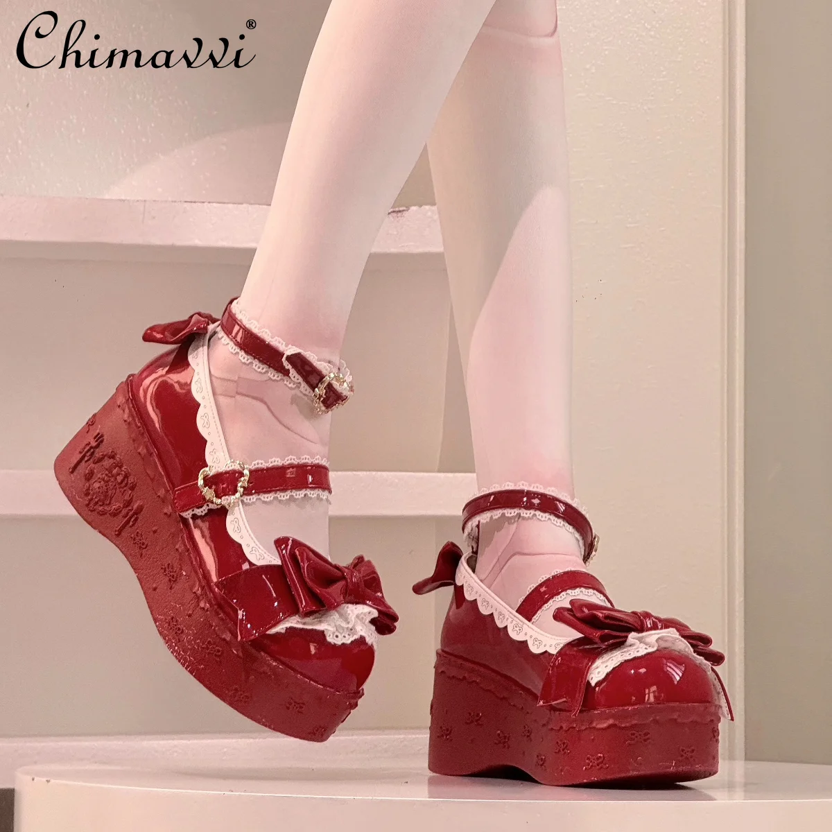 

Lolita Sweet Thick-Soled Shoes 2026 Spring New Cute Girl Bow Versatile Women's Student Temperament Princess High Heel Pumps