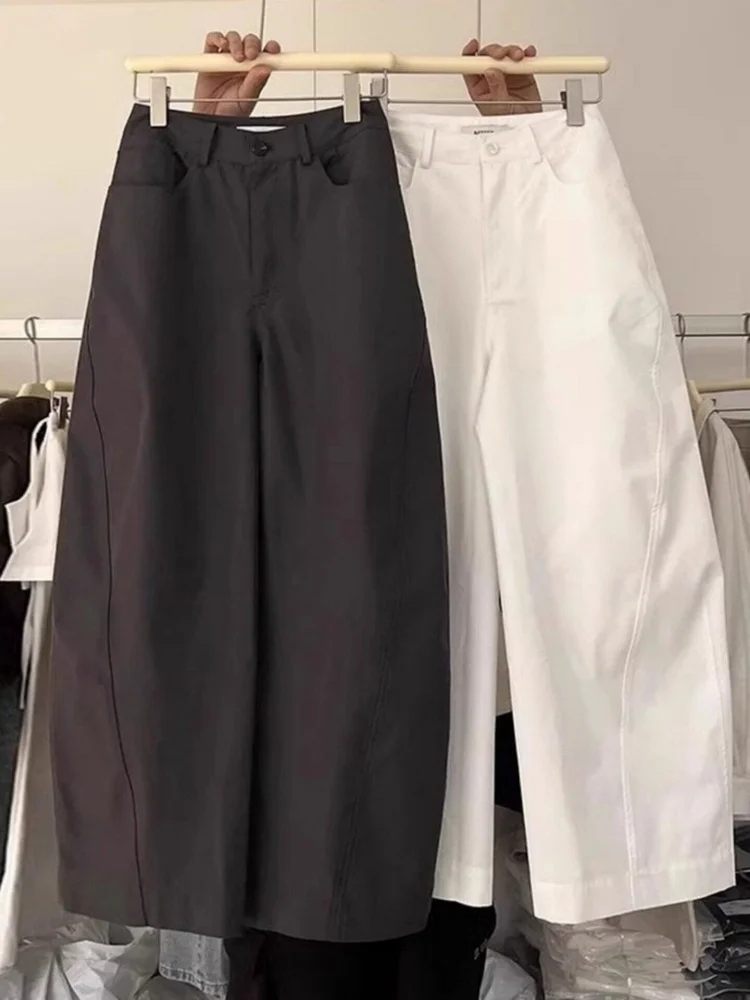 Ladies Casual High Waist Straight Leg Pants Summer 2026 New Style Wide Leg Pants Loose Fit Slimming Hip Covering Casual Long ...
