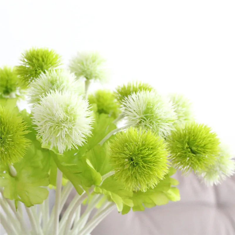 Fresh Single Branch Grass Ball Hydrangea Dandelion Simulation Green Plant Artificial Flower Decorative Flower 1PC