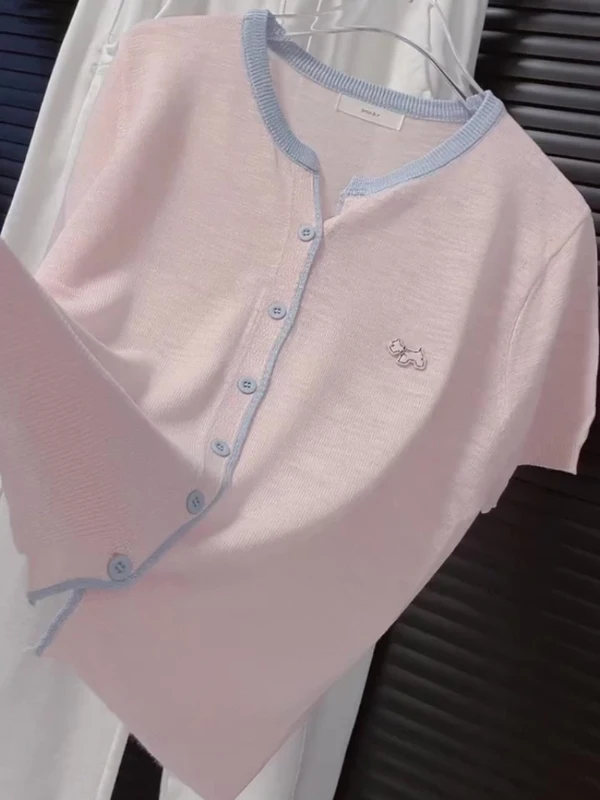 

Sweet Style Slim Fit Short Sleeve T-Shirt Comfortable Beautiful Design Summer Women's Top Euro Design White Enhancing Shirt