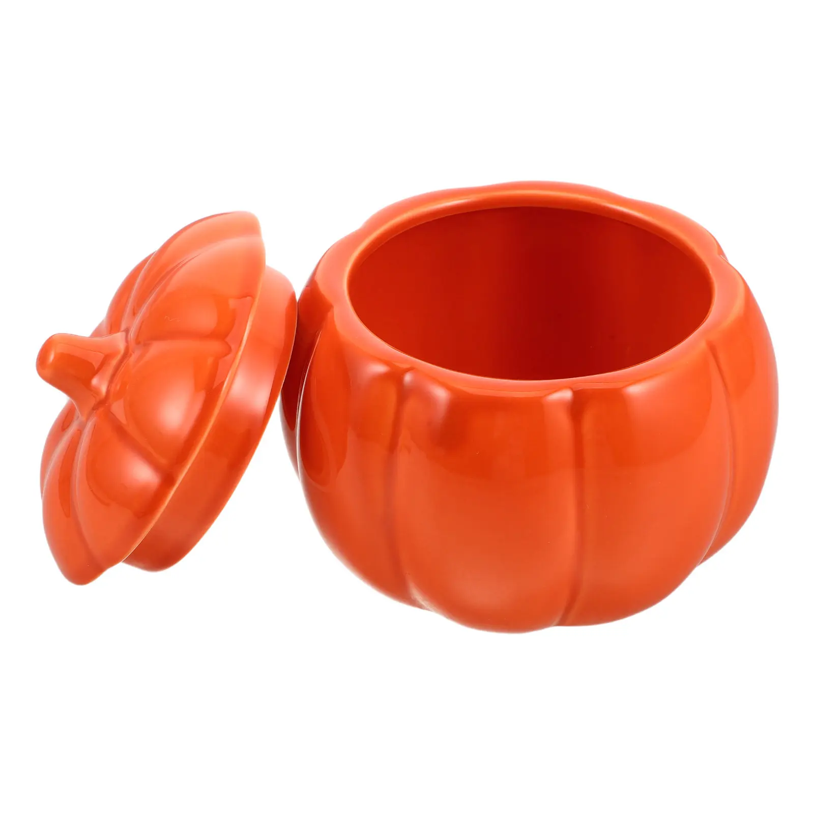 Ceramic Pumpkin Decor with Lid Decorative Cookie Jar Orange Pumpkin-shaped Storage Creative Kitchen Fall Candy