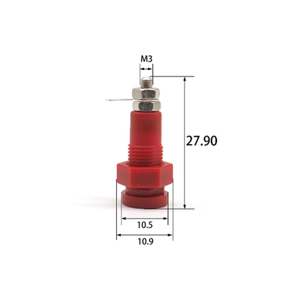 Panel de enchufe Banana de 3mm, Conector de enchufe de prueba de potencia de 19A, Conector de enchufe Banana de cobre niquelado, 5 piezas