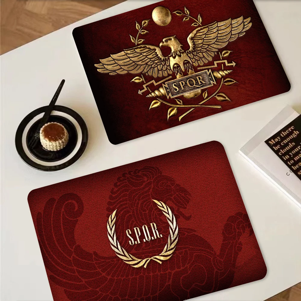 SPQR- Roman Empire Standard Shield Coffee Cup Ironing Mat Modern Art Texture Drying Mat Kitchen Counter Coffee Bar Drain Mat