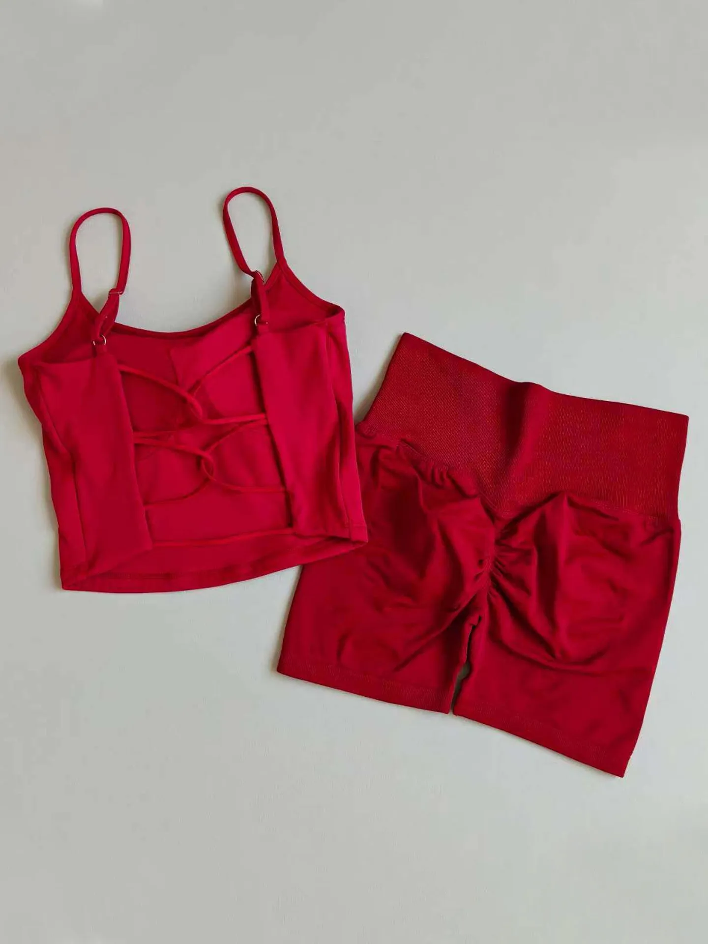 Yoga Fitness Clothing Set High Waist Shorts with Peach Hip Lift And Belly Control Beauty Back Suspender Bra Quick-Drying