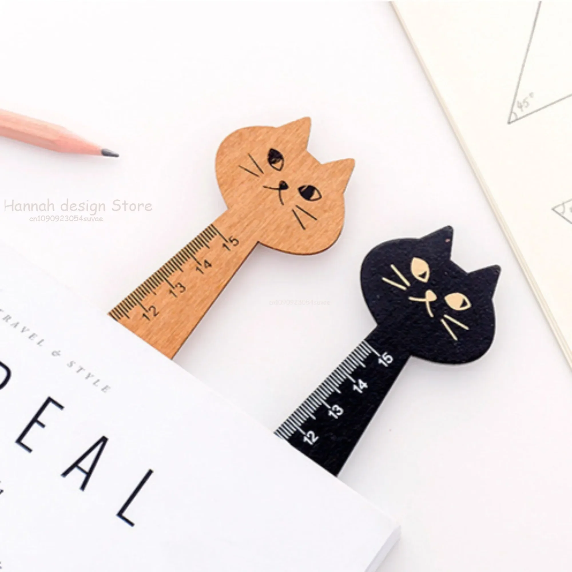 Wooden Ruler Korean Style Accessories School Supplies Measuring Tool Drawing Gift Stationery Ruler for Girls Boys Children Kids