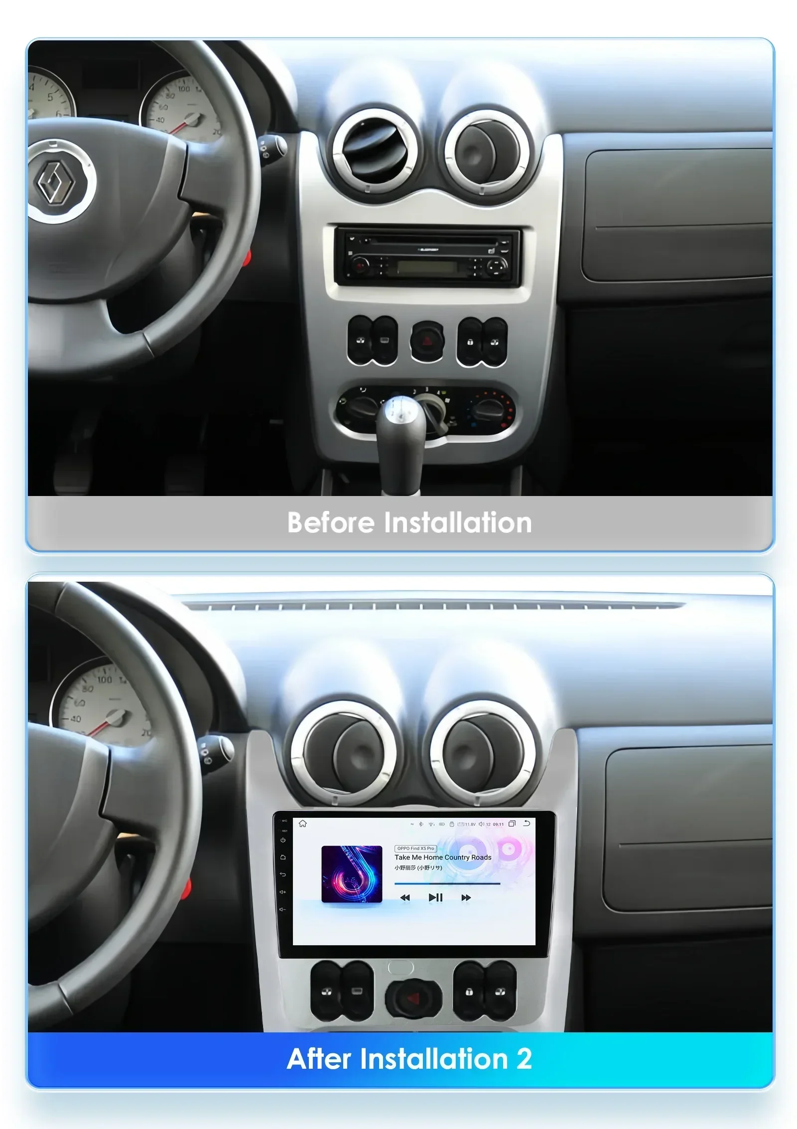 OSSURET Multimedia Video Intelligent Player Wireless Carplay for Renault Logan 1 Sandero 2009-2015 for Lada Largus 2012-2020