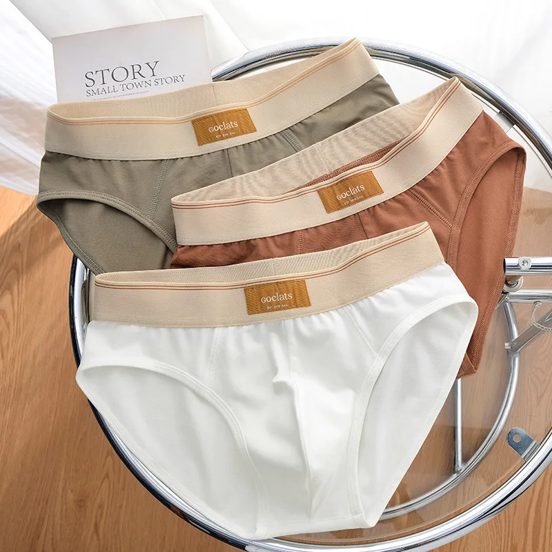 Simple cotton men's underwear briefs waist shorts 3 pieces