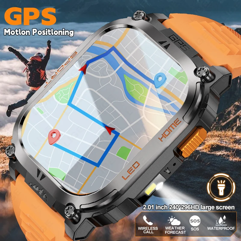 

LIGE New GPS Smart Watch 630mAh Extra Large Battery Outdoor Sport Watches Compass Bluetooth Call 2.01" HD Display Smartwatch Men