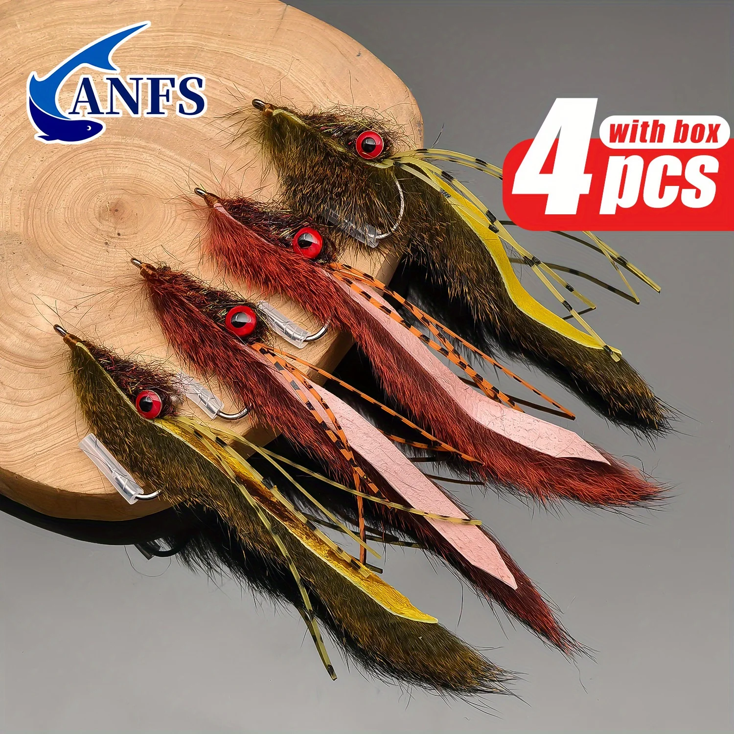 ANFS 4pcs Zonker Fly Fishing Flies- Hand Made Fly Baits for Freshwater Fishing, Amazing Fishing Gift for Angler