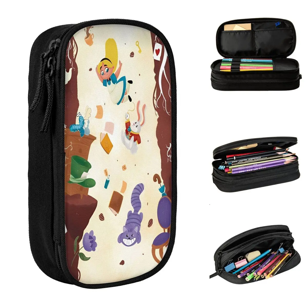 

Пенал «Алиса в стране чудес», школьные пеналы, холщовый пенал для мальчиков и девочек, милый пенал для университета, школьные канцелярские принадлежности