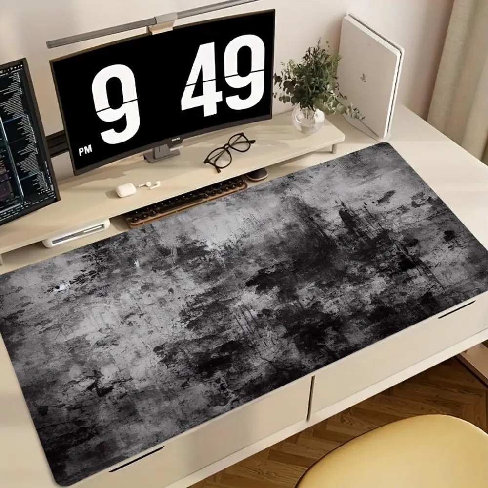 Black Grey Abstract Texture Large Mouse Pad Modern Gradient Art Pattern Desk Mat, Non‑Slip Rubber Base mouse pad
