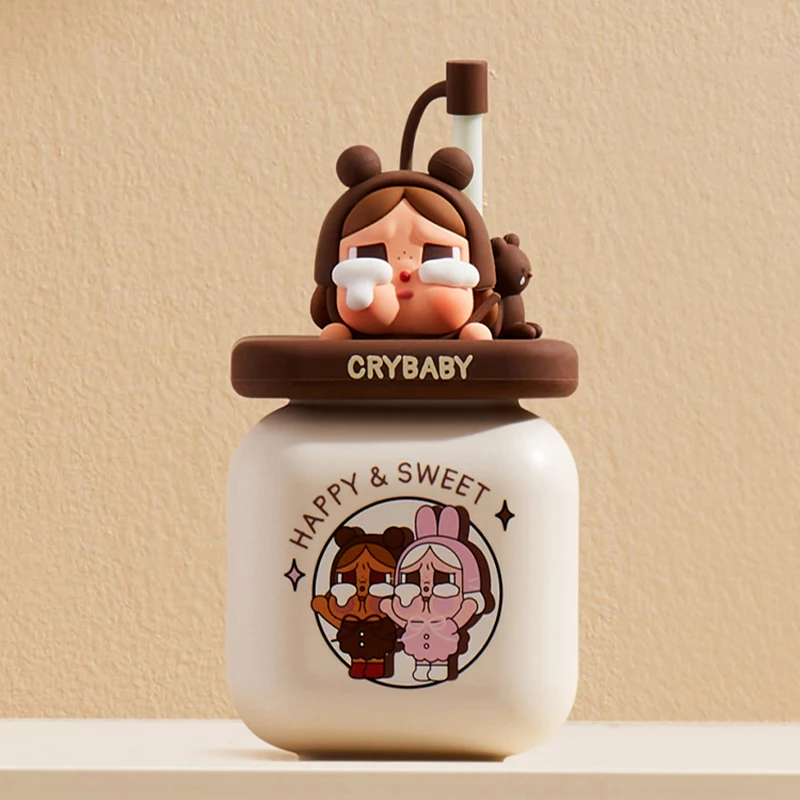 CRYBABY CRYING AGAIN Series Straw Cup Toys Doll Cute Anime Figure Desktop Ornaments Gift Collection