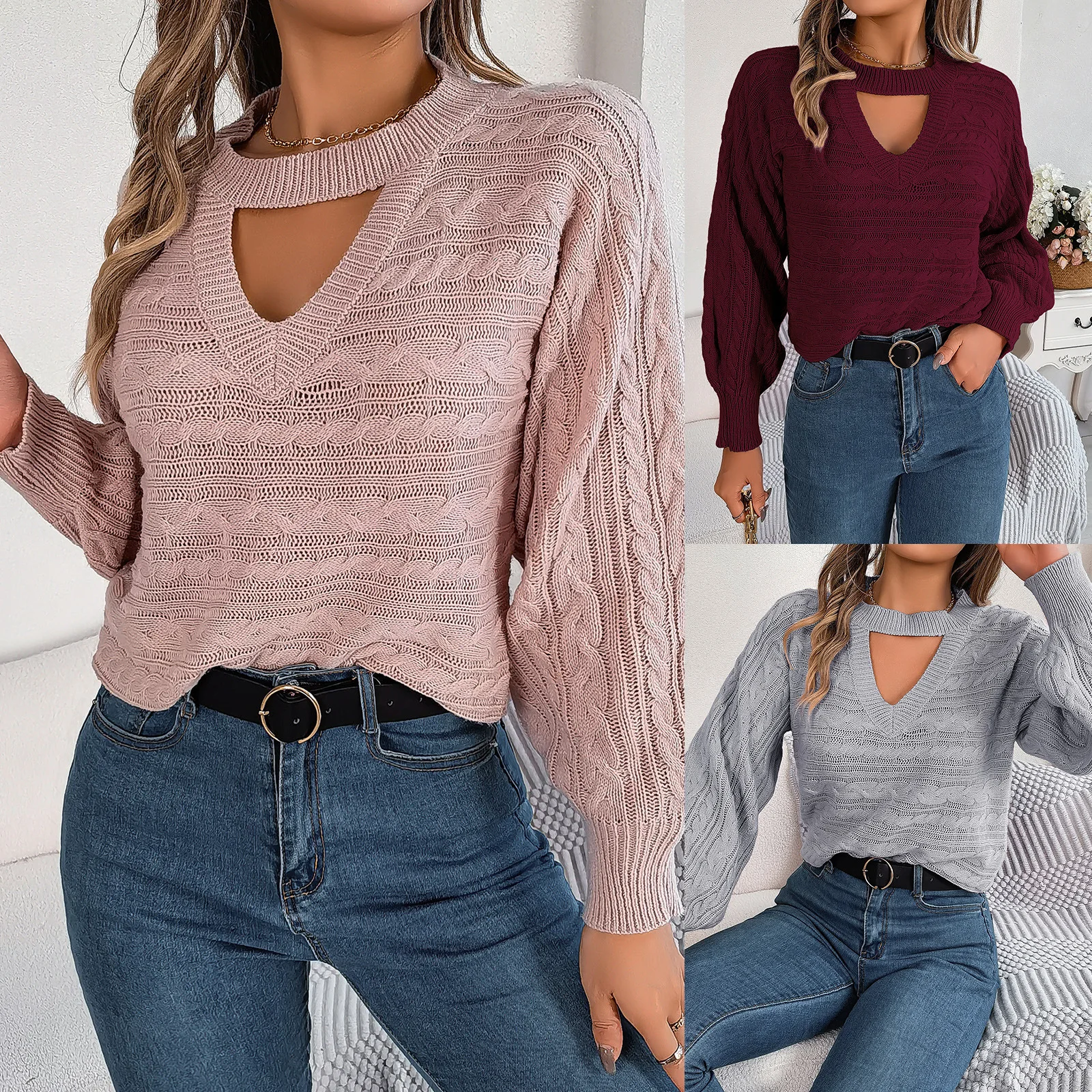 2023 AutumnNew Soft Loose Knitted Cashmere Sweaters Women Winter Hollow Out Female Pullovers Basic Knitwear Jumper