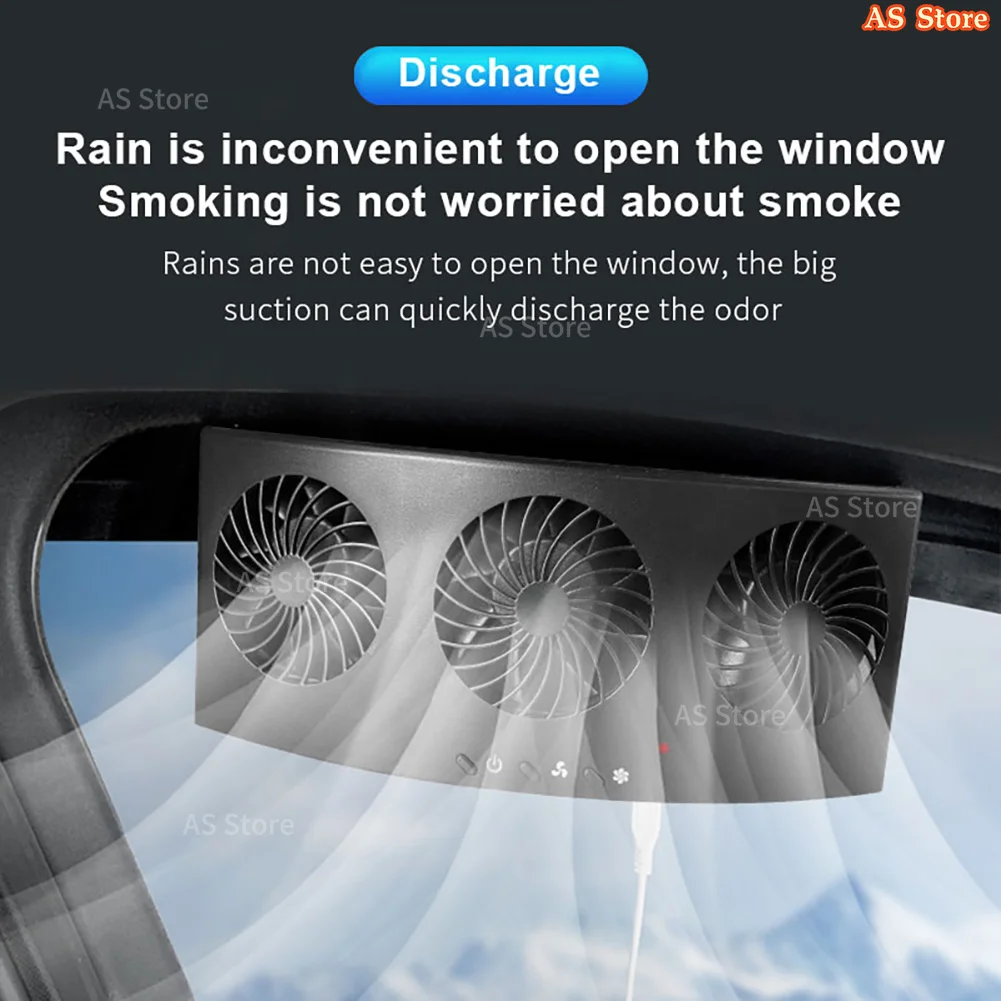 Ventilateur d'extraction de voiture à trois têtes, radiateur d'intérieur automobile USB 5V, circulateur d'air 4000 tr/min, mini ventilateur auto pour bureau, voiture, maison