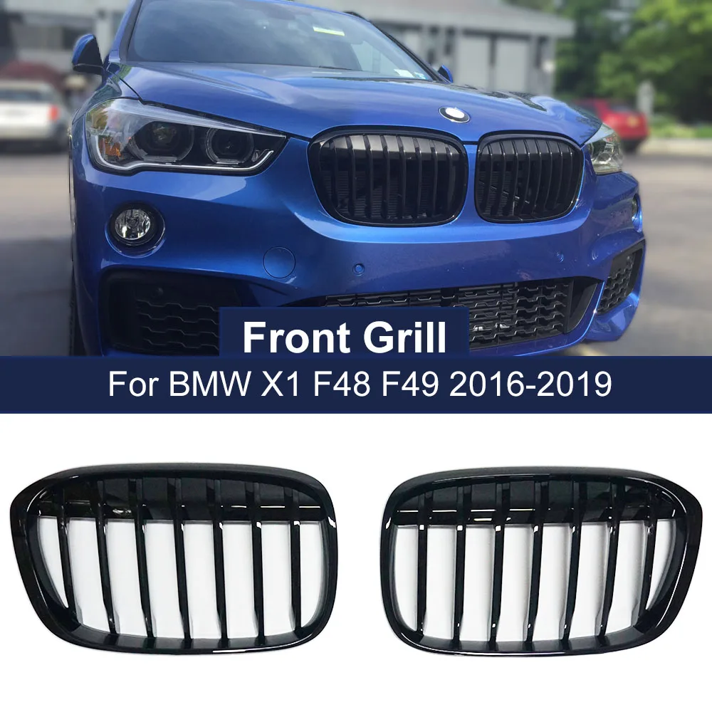 2 Pieces Front Bumper Kidney Grill Grilles Single Line For BMW X1 F48 F49 2016-2020 51117383363 51117383364 Car Accessories