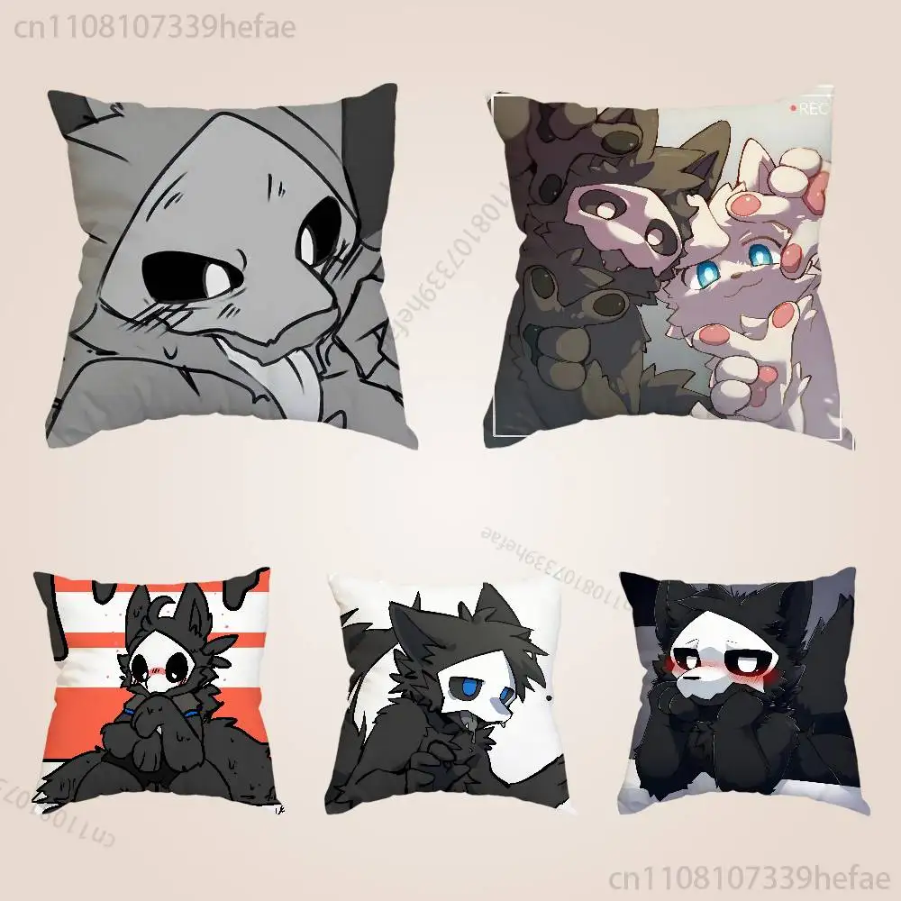 

Cute Changed Furry Funny Pillow Case Anti-dustmite Pillowcase Invisible Zipper Silky Short Plush Sofa Cushion Cover