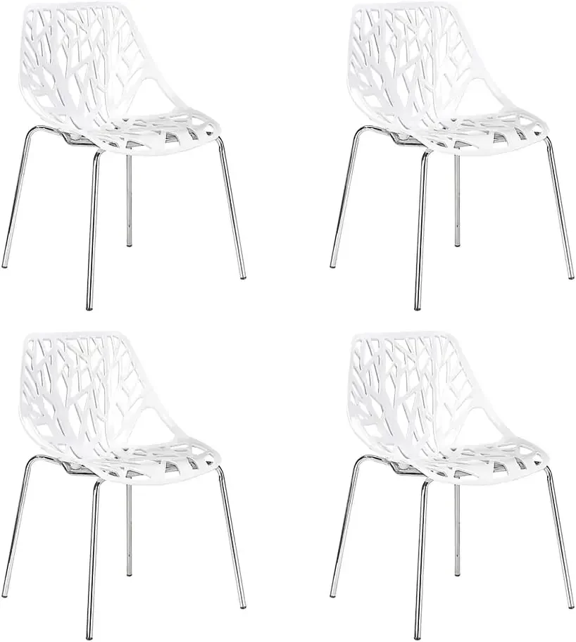 Pack de 4 Sillas Ergonómicas y Versátiles, Diseño Nórdico, Gran Estabilidad y Capacidad de Carga, para Comedor, Cocina y Salón