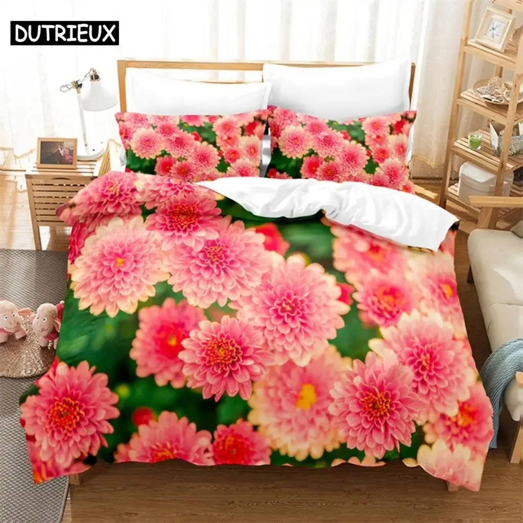 

Pink Flower Queen Bedding Set Rose Duvet Cover Kids Bedroom Bed Set Comforter Cover Set King Size Duvet Cover
