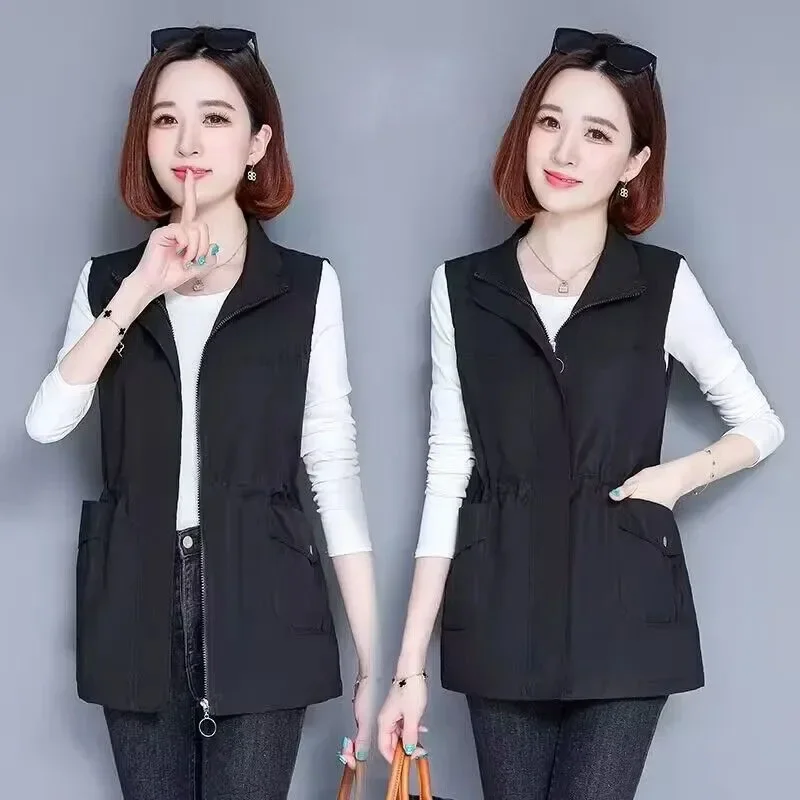 Frauen Weste Mantel Neue Einfarbig Jacke Mid Lange Weibliche Ärmellose Weste Tops frauen Grundlegende Mantel Chalco Muder XQ690