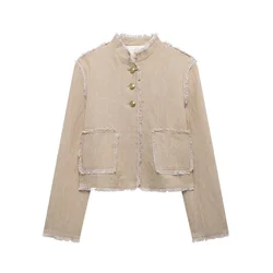 UNIZERA 2024 Autumn New Product: Casual Women's Fashion, Small Fragrant Style, Texture, Hairy Edge cardigan Coat