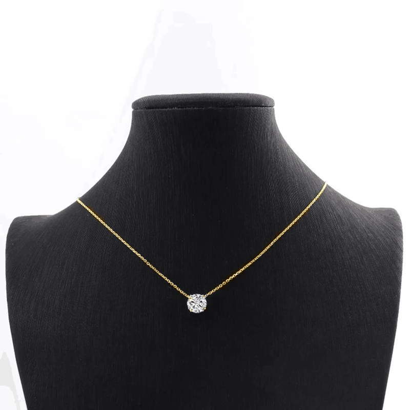 

Колье-солитер Ehhai с муассанитом 1-2 карата круглой огранки, на цепочке с восемью крапанами, для женщин, из золота 14K, ювелирное украшение, свадебный подарок