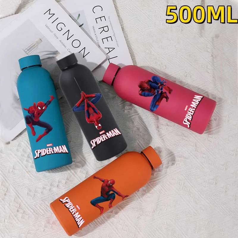 

New 500ML Spider-Man Stainless Steel Water Cup Vacuum Thermos Cup Travel Portable Cartoon Children Drinking Cup Boy Girl Gift